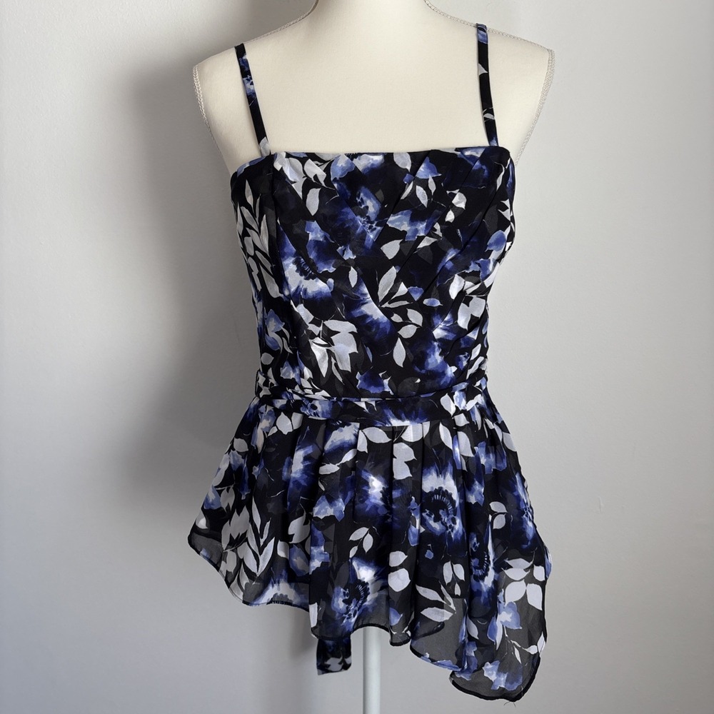 White House Black Market Womens Size‎ 4 peplum bustier top Flowy Chiffon
